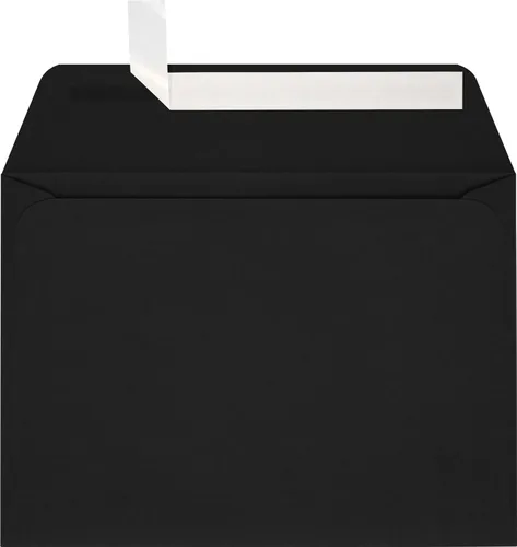 LUXPaper Sobres de ventana de cara completa A7 | Despegar y prensar | 5 1/4 pulgadas x 7 1/4 pulgadas | Negro medianoche | Texto de 80 libras | 50