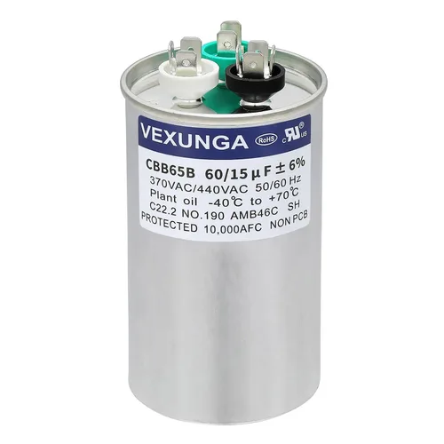 Miniatura 12 de VEXUNGA - 25/5 uF 25+5 MFD 370V o 440V Condensadores redondos de arranque dual 25 5 uF 370 440 Volt VAC CBB65 Condensadores para acondicionador