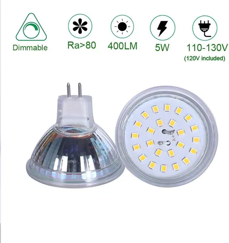 Miniatura 6 de mr16 Bombilla LED regulable 120 V 110 V 5 W 2700 K blanco cálido luz blanca suave equivalente a bombilla halógena de 50 W para luz de seguimiento