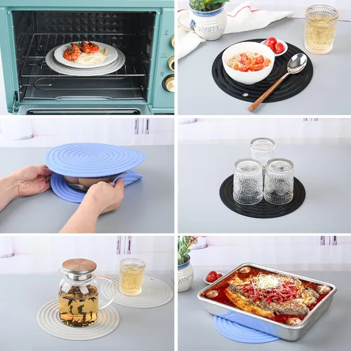 Miniatura 4 de Salvamanteles de silicona para platos calientes, ollas y sartenes, diámetro de 9.45 pulgadas, resistente al calor, almohadillas calientes