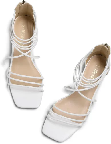 Miniatura 2 de DREAM PAIRS Sandalias casuales de verano para mujer, con tiras y puntera cuadrada, cómodas y planas