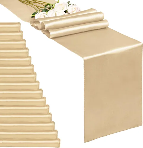 Miniatura 13 de Paquete de 10 caminos de mesa de satén azul marino de 12 x 108 pulgadas de largo para bodas, decoraciones para fiestas de cumpleaños, banquetes