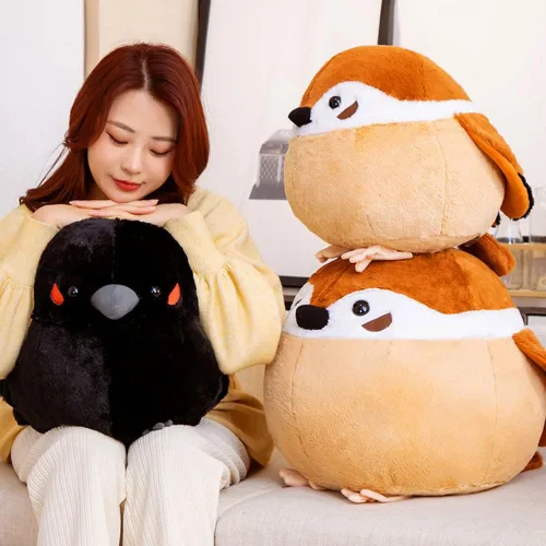 Miniatura 3 de Gorrión de peluche grande de 17.8 pulgadas, muñeco de peluche de pájaro gordo grande, almohada suave con forma de animal, regalo para niños y adultos