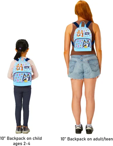 Miniatura 5 de Bluey Paquete de mini mochila Mochila de lona de 10 pulgadas con bolsillo frontal y botella de agua Juego de mochila Bluey y Bingo para niños