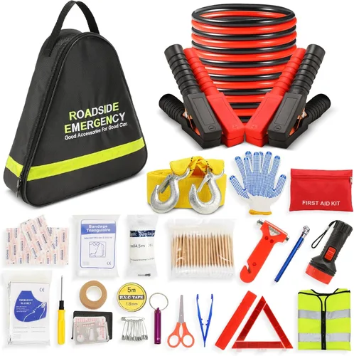 Miniatura 8 de Sailnovo - Kit de emergencia para automóvil de 20 piezas con cables de puente, kit de emergencia de seguridad en carretera para vehículos, camiones