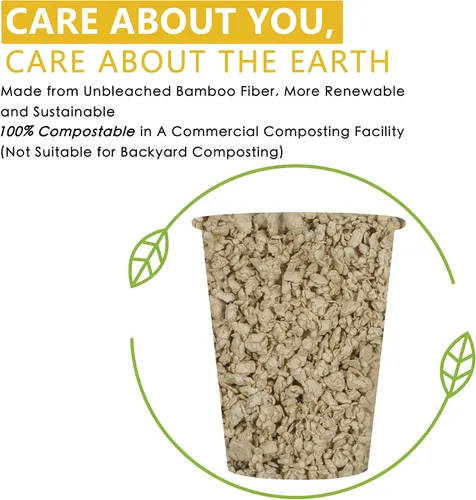 Miniatura 2 de MayTree Tazas de café caliente de papel desechables de 12 onzas, tazas de papel de bambú compostables y biodegradables para llevar y café helado