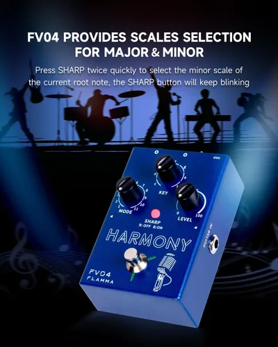 Miniatura 4 de FLAMMA FV04 Pedal de Armonía Vocal Procesador de Efectos Vocales Stompbox Armonizador de Micrófono de Voz con Reverb 12 Tonos con 11 Modos de FV04