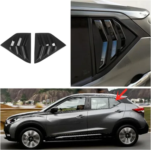 Miniatura 4 de 2 rejillas de ventana laterales traseras de ABS para Nissan Kicks 2018-2024, persianas de ventilación de aire, accesorios de decoración exterior