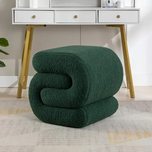 KIVENJAJA Taburete otomano Sherpa, moderno en forma de S, taburete otomano, taburete otomano, silla decorativa para el suelo, taburete para sala de