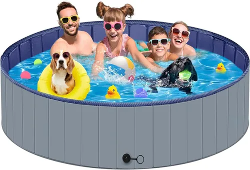Miniatura 11 de Piscina para perros grandes, piscina para niños, de plástico duro, bañera portátil, plegable para perros antideslizantes
