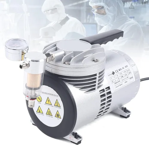 Miniatura 2 de Bomba de vacío de diafragma sin aceite de 1/6HP 1450/1700r.p.m, silencio sin aceite de laboratorio, pequeña bomba de vacío Hvac sin aceite