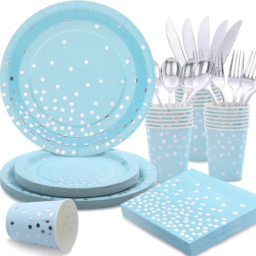 Miniatura 9 de 175 platos y servilletas de color verde salvia, suministros para fiestas, platos de papel verde salvia para 25 invitados, juegos de platos Verde