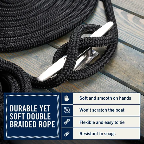Miniatura 3 de RainierSupplyCo - Paquete de 2 cuerdas de barco para acoplamiento con bucle, cuerda marina de nailon doble trenzada de alta calidad de 25 pies x 1/2