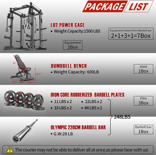 Miniatura 12 de Power Rack Power Cage Rack multifunción para sentadillas con sistema cruzado de cable seleccionable más accesorio de entrenamiento para garaje