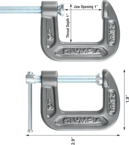 Miniatura 3 de Olympia Tools Abrazadera en C, 38-110, (1 X 1) Pulgadas