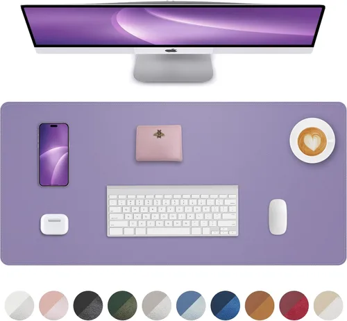 Miniatura 44 de Tapete protector para escritorio y mouse, antideslizante, de piel sintética, tapete impermeable de escritura para laptop, para oficina y hogar