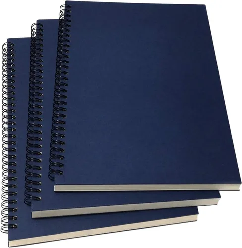 YUREE Cuaderno de espiral B5 forrado, diario a rayas en espiral con tapa dura de papel de estraza, 70 hojas (140 páginas), 10.3 x 7.2 pulgadas, Azul
