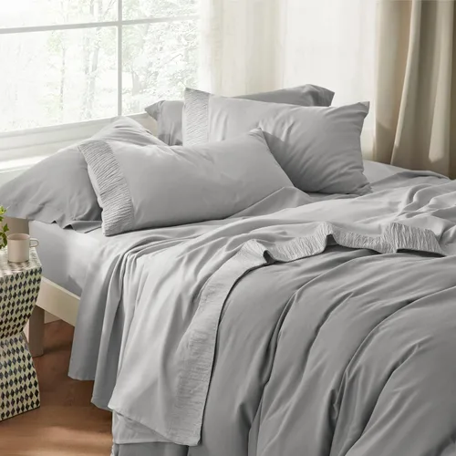 Miniatura 9 de Bedsure Juego de sábanas tamaño Queen, color gris claro