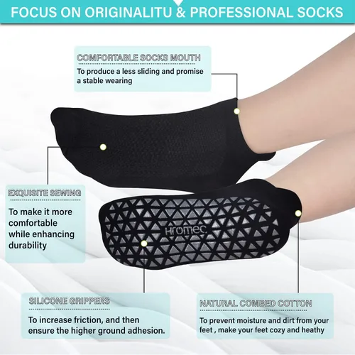Miniatura 3 de Calcetines de yoga antideslizantes con agarres para pilates, ballet, barras, descalzos, calcetines antideslizantes para hospitales para mujeres