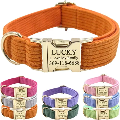 Miniatura 14 de PETDURO Collar de perro personalizado en púrpura claro de luxo suave - Cordón de cordero - Collar personalizado con nombre y teléfono grabados