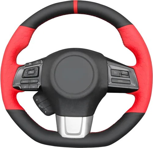 Miniatura 13 de MEWANT Funda de volante de automóvil transpirable cosida a mano para Subaru WRX 2015-2021 / WRX STI 2015-2021, accesorios para volante Subaru WRX