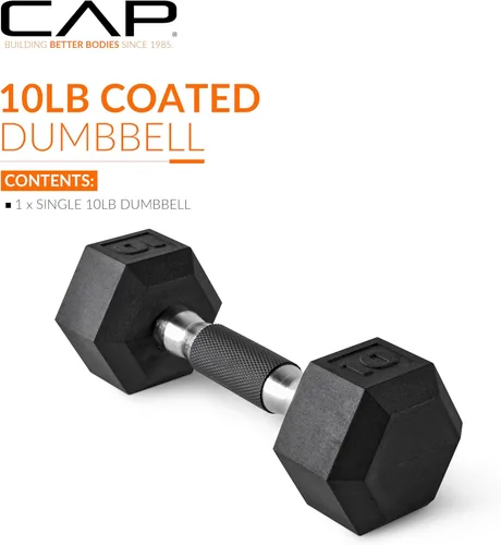 Miniatura 2 de CAP Barbell Peso de la mancuerna hexagonal recubierta, individual, 10-120 libras, múltiples opciones