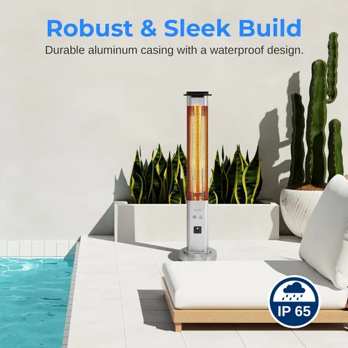 Miniatura 3 de SereneLife Calentador eléctrico para patio al aire libre, calentador infrarrojo de 900 W con control remoto, reflector de aluminio, diseño
