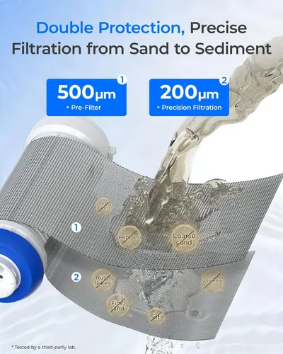 Miniatura 5 de Waterdrop Mega Filtro de sedimento giratorio, Sistema de filtro de agua reutilizable actualizado para toda la casa con retrolavado para agua