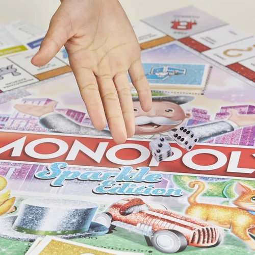 Miniatura 3 de Hasbro Gaming Monopoly Sparkle Edition Juego de mesa, juegos familiares, con fichas brillantes, dados nacarados, aspecto brillante