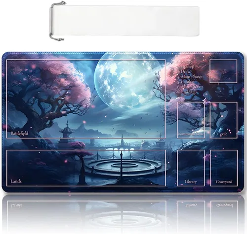 Miniatura 13 de DAUXID Tapete de juego MTG cosido de alta calidad con zonas y parte trasera de goma antideslizante, tapete de juego TCG para MTG y otros
