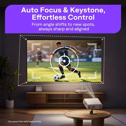 Miniatura 9 de Aurzen Proyector inteligente Roku TV con Wifi y Bluetooth, experiencia de transmisión Roku incorporada, 1080P FHD, audio Dolby
