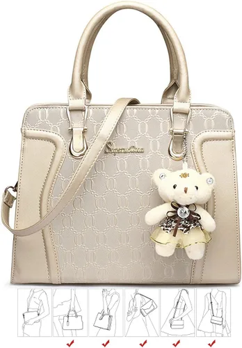 Miniatura 6 de Soperwillton Juego de 4 bolsas de mano para mujer, bolso de hombro con asa superior
