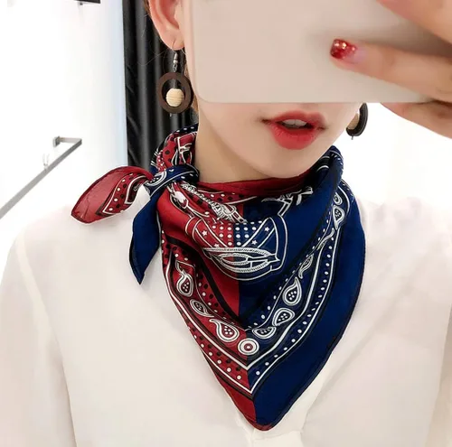 Miniatura 33 de Conjunto de bufanda de poliéster de gasa cuadrada de satén suave y grande para mujer, cuello de cabeza, multiuso, colores sólidos disponibles