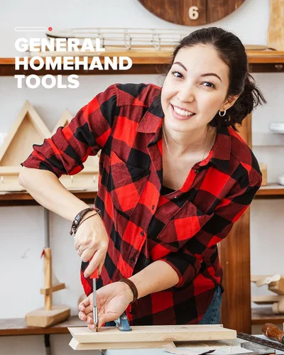 Miniatura 6 de Kit de herramientas de bricolaje de 24 piezas para el hogar, oficina y garaje - Juego de herramientas de mano pequeñas de reparación general con Rojo