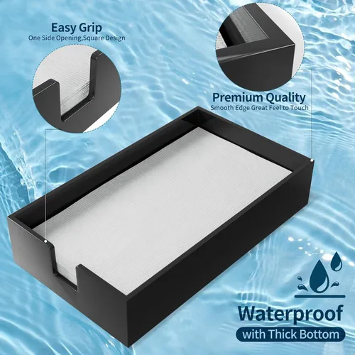 Miniatura 2 de Servilletero acrílico para toallas de invitados, bandeja de almacenamiento de toallas de mano de papel de baño negro, soporte de toalla de papel
