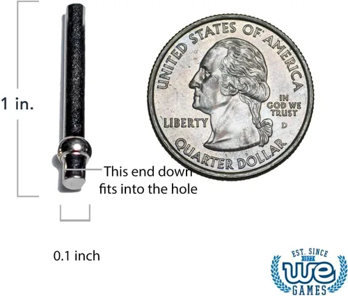 Miniatura 2 de WE Games Juego de 6 clavijas de metal estándar con bolsa de terciopelo (3 latón, 3 plateadas)