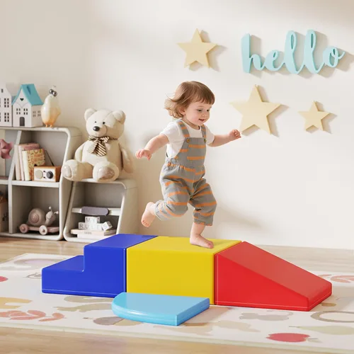 Miniatura 2 de Qaba Juego de espuma para niños pequeños y niños, fácil de limpiar, 4 piezas, suave escalador interior y seguro para niños para gatear o deslizarse
