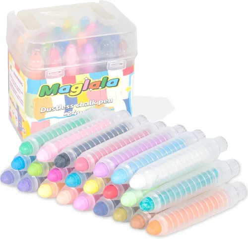 Miniatura 8 de 6 bolígrafos de tiza sin polvo, no tóxicos, lavables, de colores, para niños, lavables en húmedo, ideales para arte al aire libre y dibujo de pizarra