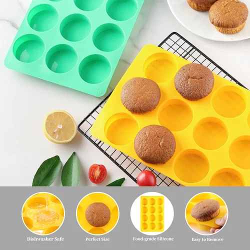Miniatura 3 de HIA - 2 moldes redondos de silicona para galletas de chocolate con 12 cavidades, moldes para hornear para Oreo, chocolate, galletas, dulces, mini