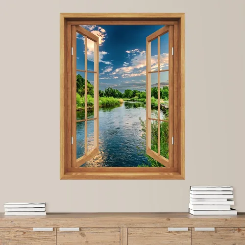 Miniatura 11 de SIGNWIN Adhesivo de pared removible/mural de pared para ventana, vegetación exuberante y árboles iluminados por el sol, fotografía, realismo