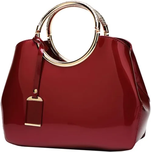 Rullar Bolso elegante de las mujeres y bolso de la manija superior del bolso de la manija de la bolsa de cuero de patente de la totalizador del
