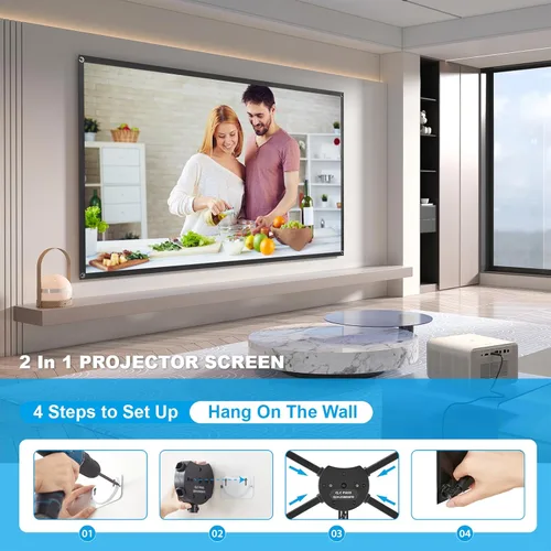 Miniatura 5 de Pantalla de proyector con soporte, pantalla de proyector al aire libre 16:9 y soporte de trípode, pantalla de proyección portátil con ganancia