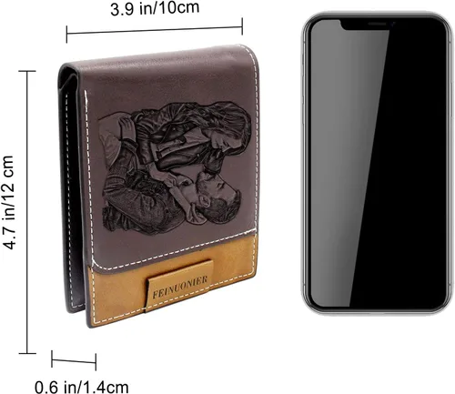 Miniatura 4 de Carteras grabadas personalizadas foto cuero cartera hombres,marido,papá,hijo,regalos personalizados, Estilo 3 - Rojo Marrón, Estándar
