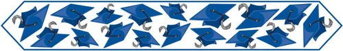 Camino de mesa con tapa de graduación impresa (azul) accesorio de fiesta (1 unidad) (1/paquete)