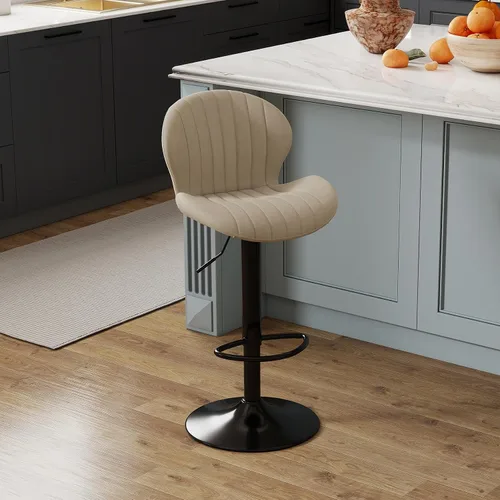 Miniatura 24 de Youhauchair - Juego de 2 taburetes de bar modernos, de terciopelo con altura ajustable y giratorios, sillas de isla de cocina sin brazos con Azul