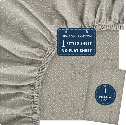 Miniatura 52 de LANE LINEN Juego de 2 piezas con sábana bajera 100% algodón orgánico tamaño individual y 1 funda de almohada, tejido de percal ligero, ultra suave