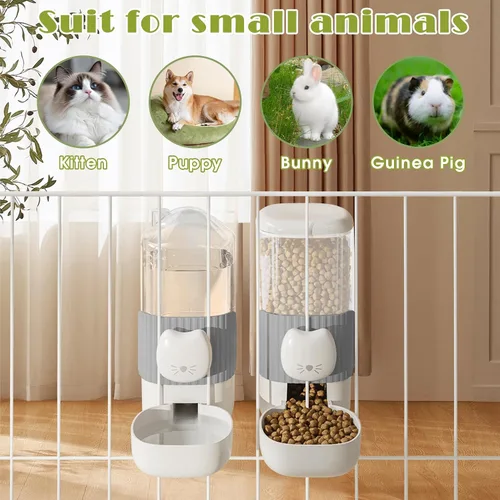 Miniatura 3 de Dispensador automático de alimentos y agua para gatos, 34 onzas, juego de alimentador automático de gravedad para mascotas, comedero para gatos