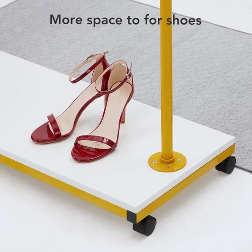 Miniatura 3 de Towallmark Perchero de ropa resistente de 63 pulgadas con ruedas y estante inferior para colgar ropa, perchero de metal para abrigos, camisas