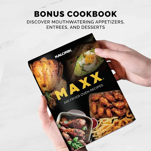 Miniatura 10 de Kalorik MAXX® Freidora de aire digital 7 en 1 de 4 cuartos de galón, pantalla LED, 21 presets inteligentes, 4 accesorios, libro de recetas, 1600 W