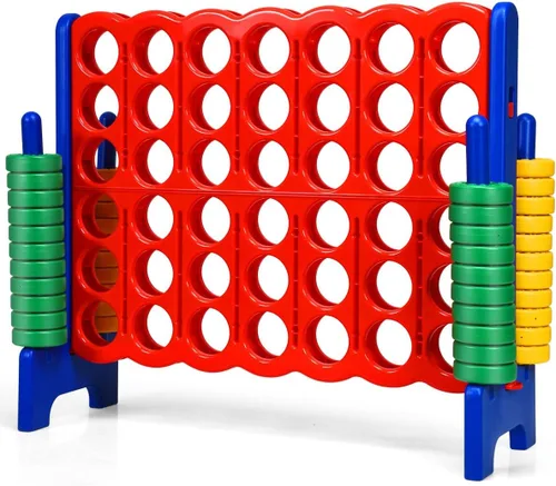 Miniatura 9 de KOTEK Juego gigante de 4 en una fila, 3.5 pies de alto jumbo de 4 en puntuación familiar con deslizadores de liberación rápida y 42 anillos grandes